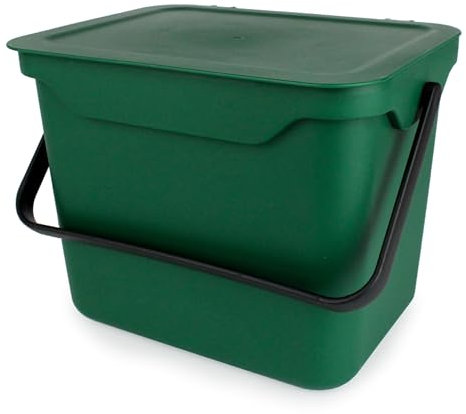 Easy Eco 5L Green Plastic Kitchen Compost Caddy/Food Bin for Food Waste Recycling