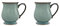 Denby - Regency Green Craftmans Coffee Mug Set of 2 - 340ml Stoneware Ceramic Curved Tea Mug Set For Home & Office - Dishwasher Safe, Microwave Safe - Green, White - Chip Resistant