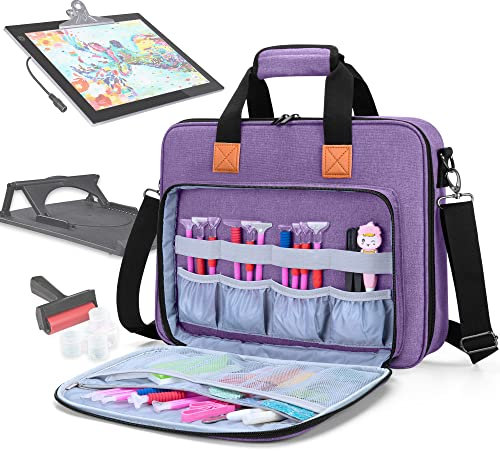 Luxja Sac de Transport pour Tablette Lumineuse A4 et Outils de Peinture de Diamant, Rangement pour Diamond Painting Accessoires, Violet