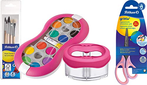 Pelikan-Malset, rosa, Space-12+Wasserbox+5er Pinsel+Schere spi/rosa