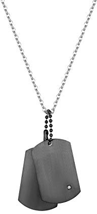 JewelryWe Schmuck Herren Halskette mit Gravur, Edelstahl 2 Glänzend Poliert Erkennungsmarken Dog Tag Anhänger mit 55cm Kette, Silber/Gold/Schwwarz/Rosegold