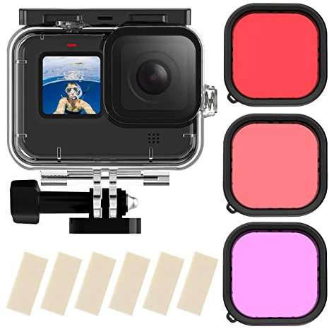 TELESIN 60M Wasserdichtes Gehäuse für GoPro Hero 13 Hero 12 Hero 11 10 9 Schwarz, Unterwasser-Tauchen, Transparente Schutzhülle mit Schnellverschluss-Halterung für GoPro Hero 13-9 Black Tauchzubehör