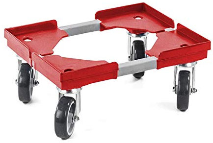 SSI Schäfer Transportroller – 200kg Traglast Rollwagen Kistenroller Transporthilfe Möbel Roller im EURO-Maß, 400x300x125 mm, Kunststoff - rot