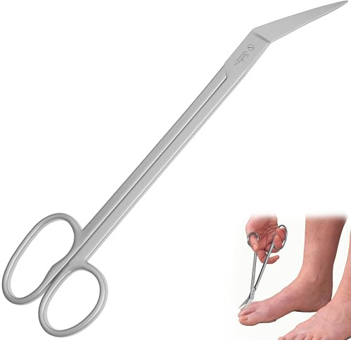 Long Handled Toenail Clippers for Thick Nails, 19cm Angled Tip Long Handled Nail Scissors for Toenails, Heavy Duty Long Handled Toenail Scissors for Thick Nails, Podiatry Tools for Elderly, Back Pain