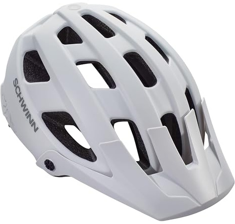 Schwinn Bunker ERT Bike Helmet for Youth Boys Girls, Can Fit Head Circumference 53-59cm, with 17 Air Vents, Pivoting Visor, & Adjustable Locking Strap, Medium, Grey