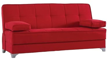 Dmora Schlafsofa 3-Sitzer Carlos 190x87 cm Rot mit Stauraum