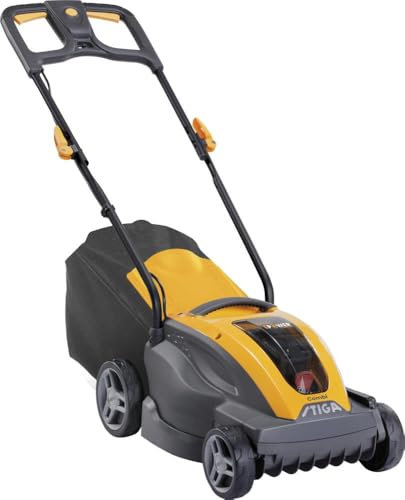 STIGA Combi336e - Kit tosaerba a batteria da 48 V, 2 Ah, cestello da 35 l, con batteria da 48 V (2 Ah) e caricabatterie, fino a 200 m², larghezza di taglio 34 cm, regolazione centralizzata
