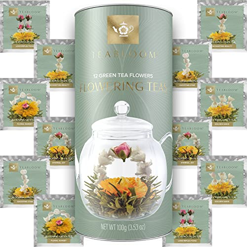 Teabloom Tés florecientes - 12 tés en un hermoso recipiente de regalo