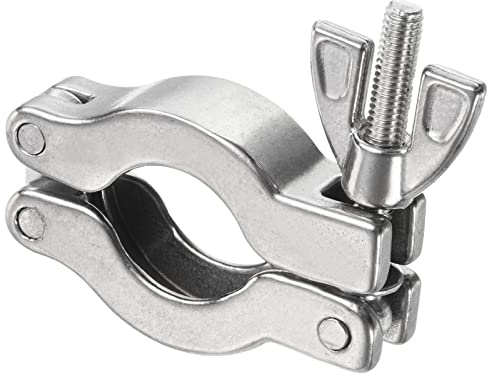 PATIKIL KF-25 Vakuum Klemme Haltbare Doppelstift Schlauch Klemme Silber | 1Pack, 304 Edelstahl, Mit Spannmutter, Für Klemmring