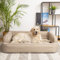 PillowPrim Hundebett, Möbel für Tiere, Katzenbett, Abnehmbar Bezug, Hundekorb, Hundekissen, Hundeliege, Schlafplätze, Hundesofa, Beige, XL: 96x62 cm