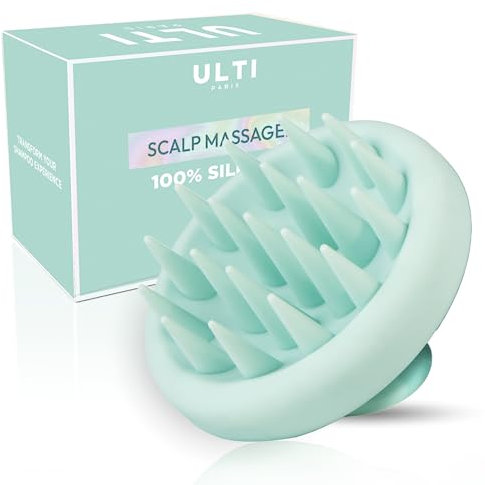 Ulti Paris Spazzola massaggiante in pelle 100% in silicone morbido, rotondo, stimola la crescita dei capelli, spazzola stimolante cuoio capelluto e massaggio testa