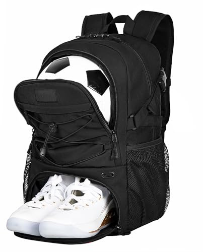Goloni Soccer Backpack, Large Water-Resistant Sports Bag with Ball & Shoe Compartment, Multi-Purpose Backpack for Basketball, Volleyball, Travel