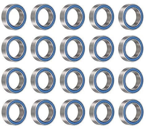 HiPicco MR105-2RS Deep Groove Ball Bearings, ID 5mm x OD 10mm x Width 4mm Miniature Bearings, Double Rubber Sealed Ball Bearing Pre-Lubricated Chrome Steel Blue Z2 20pcs