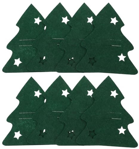 BESTonZON 8 Stücke Weihnachten Besteckhalter Filz Weihnachtsbaum Bestecktasche Besteckbeutel Tannenbaum zum Befüllen Geschirr Tasche Bankett Party Tischdeko Xmas Deko