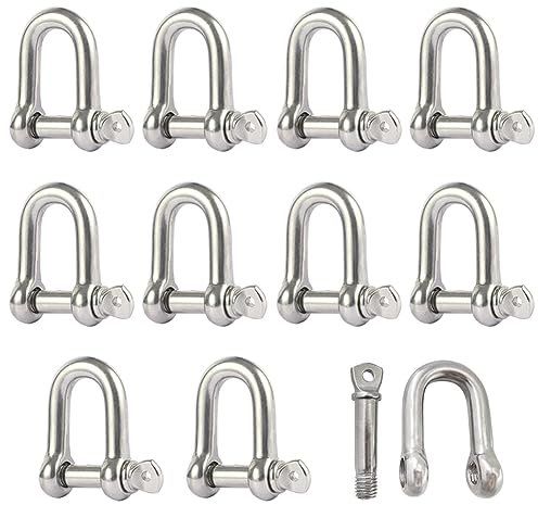 10 Pezzi M6 Grillo Acciaio Inox 304 Grillo Acciaio Inox a Vite Grillo Dritto Grillo per Anello a D Grillo Dell'ancora Grillo a Catena per Collegamenti Rapidi e Grilli Fissi