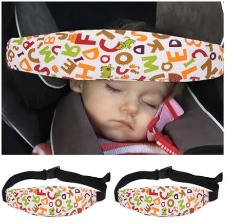 JNNJ 2 Piezas Suave Seguridad Del Bebé Asiento Del Coche De La Correa De Soporte, Banda Para La Cabeza Asiento Niño, Ajustable Asiento Del Coche Infantil Correa De Sujeción(Letras Amarillas)