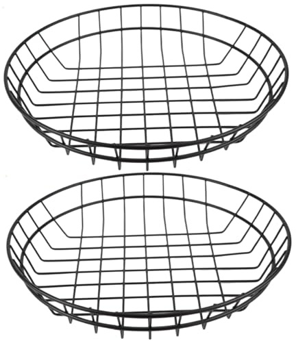 DOERDO 2Pcs Black Metal Wire Basket 10Inch Retro Style Metal Food Baskets for Hot Dog, Burger, Bread, French Fries, 25CM