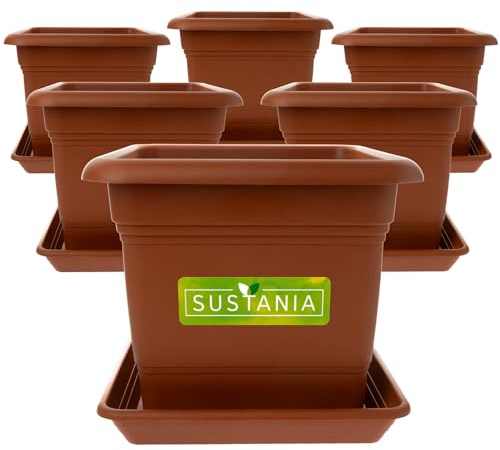 2friends Sustania GroÃŸer Pflanzkübel 48x48 für AuÃŸen 6er Set - Wetterfester Terracotta Blumentopf & Pflanztopf Premium, Ideal Ãœbertopf mit Entwässerung, Garten-Terrasse