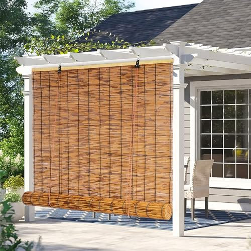 110x160cm Bambus Rollo Fenster Wetterfest Bambus Jalousie 160x230cm 90x200cm 60x160cm Natur Raffrollo Schilfrohrvorhang für Terrasse Küche Balkon Sonnenschutzrollos ( Size : 140cm Breit x 180cm Hoch )