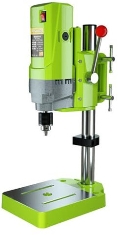 710W Drill Press Stand, Home and Garden Mini Bench Drills with 5 Speed Setting, Height Adjustable Workbench Repair Tool, DIY Wood Drilling Machine Green