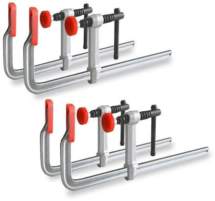 HimaPro Schraubzwingen Set (4 Stück), 300 mm Spannweite, 120 mm Ausladung, 540 kg Spannkraft, aus Schmiedestahl, für Schweiß-, Holz- und Metallarbeiten