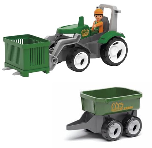MultiGO Farm 2+1 Set bac à Sable Jouet pour Enfants à partir de 3 Ans et Plus, Agriculteur avec Tracteur, Jouet de Sable pour Jeux de Plein air, Voiture de Jardin