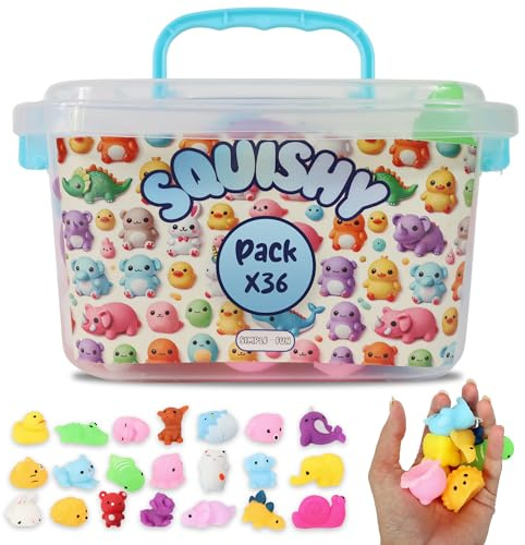 Squishy Animal Pack 36 – födelsedagspresenter för barn och skola, stressleksaker för fester och födelsedagar