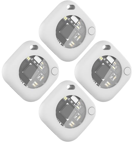 BuLuHAHA Key Finder, Bluetooth Tracker Works with Apple Find My (iOS Only) (PB02-White, 4 Pack)