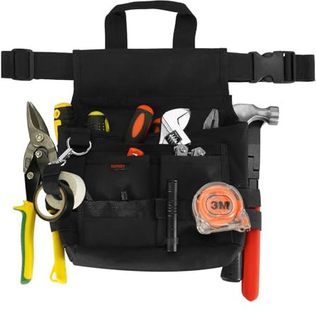 KENOBE Cintura Porta Attrezzi, Marsupio Portautensili con 7 Tasche, Cintura per Attrezzi da Lavoro, Regolabili Staccabili Cintura per Elettricisti Falegnami Costruzioni