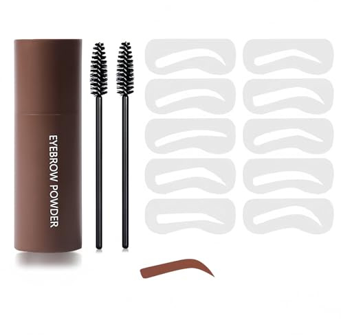 Eyebrow Stencil Kit - Eyebrow Stamp Stencil Shaping Kit - 3 in 1 Eyebrow Stencils with 10 Reusable Templates, 2 Brushes - Reusable Eyebrow Definer for Natural Brow Makeup