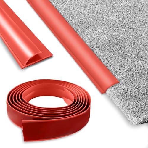 Bande de Bordure de Tapis,Bandes de Transition de Sol Auto-Adhésives,Bandes de Seuil en PVC pour la Transition Entre Tapis et Sol en Bois Bandes d'étanchéité pour Paillasson Couleur (Rouge, 5M)