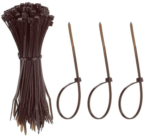 YELARXI Zip Ties Plastic Cable Ties, Self-Locking Wire Zip Tie 4 Inch Fit for Home Garden Office Workshop Travel - (100 Pack, Brown)