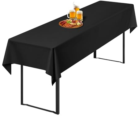 1 Stück Schwarz Biertisch Tischdecke universal für 50cm u.70cm Biertische Hussen für Biertisch, Blickdichte Polyester Biertischhussen Biertisch-Husse Rechteckige Tischdecken Waschbar-250x100cm
