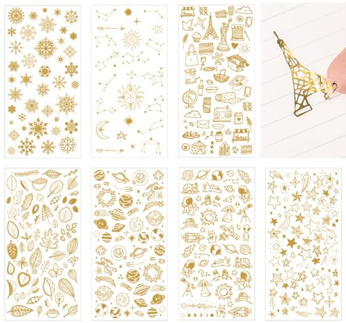 BSITSSS 14 Fogli Adesivi Scrapbooking Travel Journal,Spazio Pianeta Stickers Aesthetic, Stelle Astronauti Viaggio Stickers Scrapbooking per Fotoalbum Scrapbook Journaling Laptops