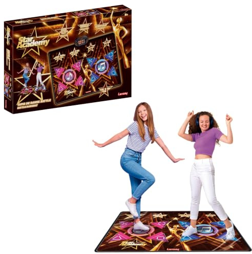Lansay - Star Academy Tapis de Danse Battle - Jeu Musical - Dès 6 Ans | Plateau Électronique Interactif - Capteurs de Pas et Effets Sonores et Lumineux - Plusieurs Niveaux - Défis à Deux Joueurs
