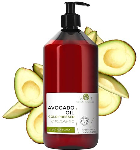 Aceite Aguacate Bio 100% Puro y Natural, Aceite Masaje Reafirmante, Serum Antiarrugas, Combate Celulitis y Estrias, Reparador e Hidratante Piel y Cabello Seco - 1000 ml 1 L