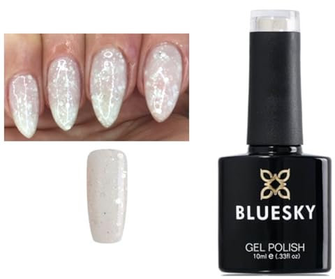 Bluesky WHITE DIAMOND WHITE WITH MULTI WHITE AND SILVER GLITTER Nail Gel Polish UV LED Soak Off 10ml