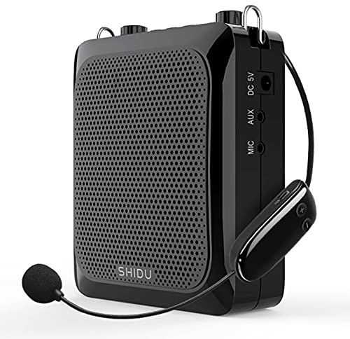 Amplificador de Voz inalambrico con UHF Micrófono Auricular, 25W Micrófono Personal de Manos Libres Portátil con Altavoz, Bluetooth 5.0 Amplificador de Voz Pequeño Echo Amp para Profesores Aula