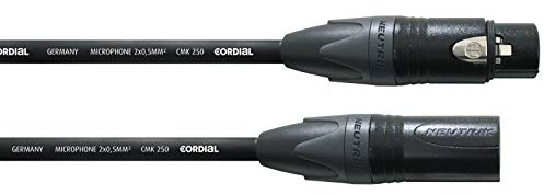 CORDIAL - XLR-Mikrofonkabel 5 m, Querschnitt 0,5 mm2, vergoldete Kontakte, NEUTRIK-Stecker - ECL CSM5FM-GOLD250