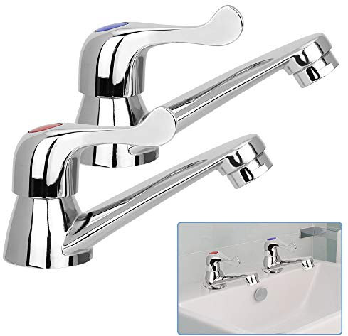 DECARETA1 Coppia Rubinetti per Lavandini Bagno Rubinetti per Acqua Calda e Fredda, Rubinetto lavabo e Bidet Rubinetti Miscelatori per Bagno Rubinetti Bagno Moderni 3/4 Pollici (Argento)