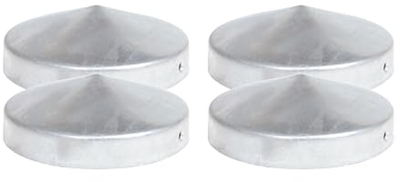 4 x Capuchon de poteau rond Ø 101 mm en acier galvanisé à chaud – pour poteaux en bois Ø 100 mm – protection extérieure avec trous latéraux de fixation