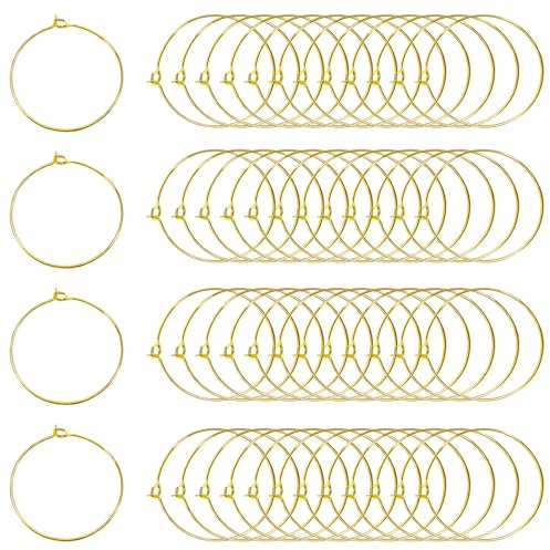 TOAOB 100 Stück Gold Ton Ohrringe Creolen Weinglas Anhänger Ringe mit Perlen Creolen 30mm Partygeschenk