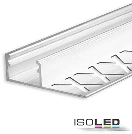 ISOLED Profilo per piastrelle a LED, finitura argento, 200 cm, per strisce LED max. 14 mm