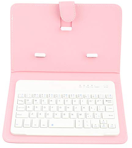 Bluetooth Wireless Keyboard PU Leather Stand Case for 4.5-6.8 inch Android/IOS/All Other Smartphone Folding Folio UK Layout Cover,2-in-1 Bluetooth Wireless Keyboard & Leather Cover (Pink)
