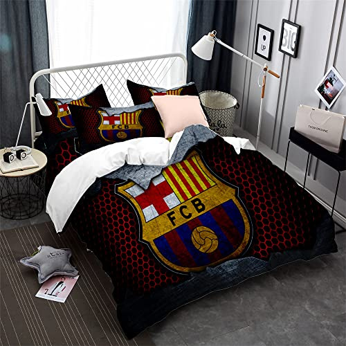 CHAOSE-DEB Fußballmannschaft FC Barcelona Bettbezug Polyester Kinderbettwäsche Bettbezug Und Kissenbezug Baumwolle Mit Fadenzahl 90 (Muster 04,135 x 200 cm)