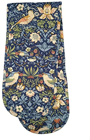 Jansons Direct Linens Strawberry Thief Navy Design Quilted Double Oven Glove 100% William Morris Gallery