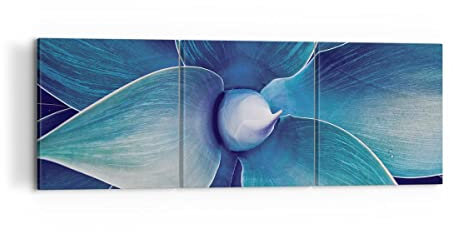 Mehrteilige Bilder auf Leinwand 120x40cm Leinwandbild Agave Blau Blume Groß Wanddeko Bild Schlafzimmer Set 3 teilige Wandbilder Dekoration Wohnzimmer Decor Canvas Wand Kunstdruck Art CA120x40-4972