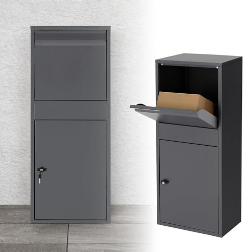 ML-Design Paketbriefkasten aus verzinktem Stahl in Anthrazit, 41x103x38 cm, freistehend, abschließbar, 2 Schlüssel, Standbriefkasten Paketbox Postkasten Paketkasten, für Pakete, Warensendungen, Briefe