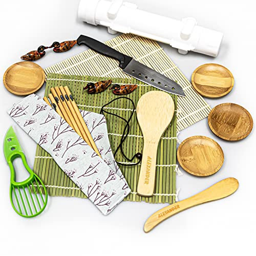 Geschenke 24 | Sushi-Set zum selber machen mit Gravur | mit Wunschnamen personalisiert | Premium-Kit mit Zubehör | Making-Set | für zuhause |