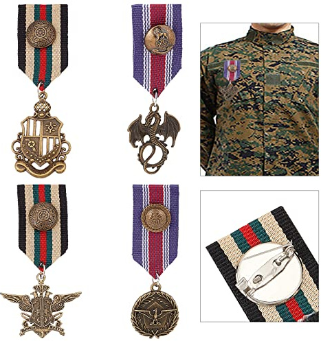 AHANDMAKER 4 distintivi militari, 4 stili, medaglie da combattimento, spille per donne e uomini, cappotti, feste di Halloween